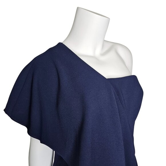 TRINA TURK "Glamorous" Navy One-Shoulder Flounce Top | US 6 | Retail $228 - Picture 4 of 7